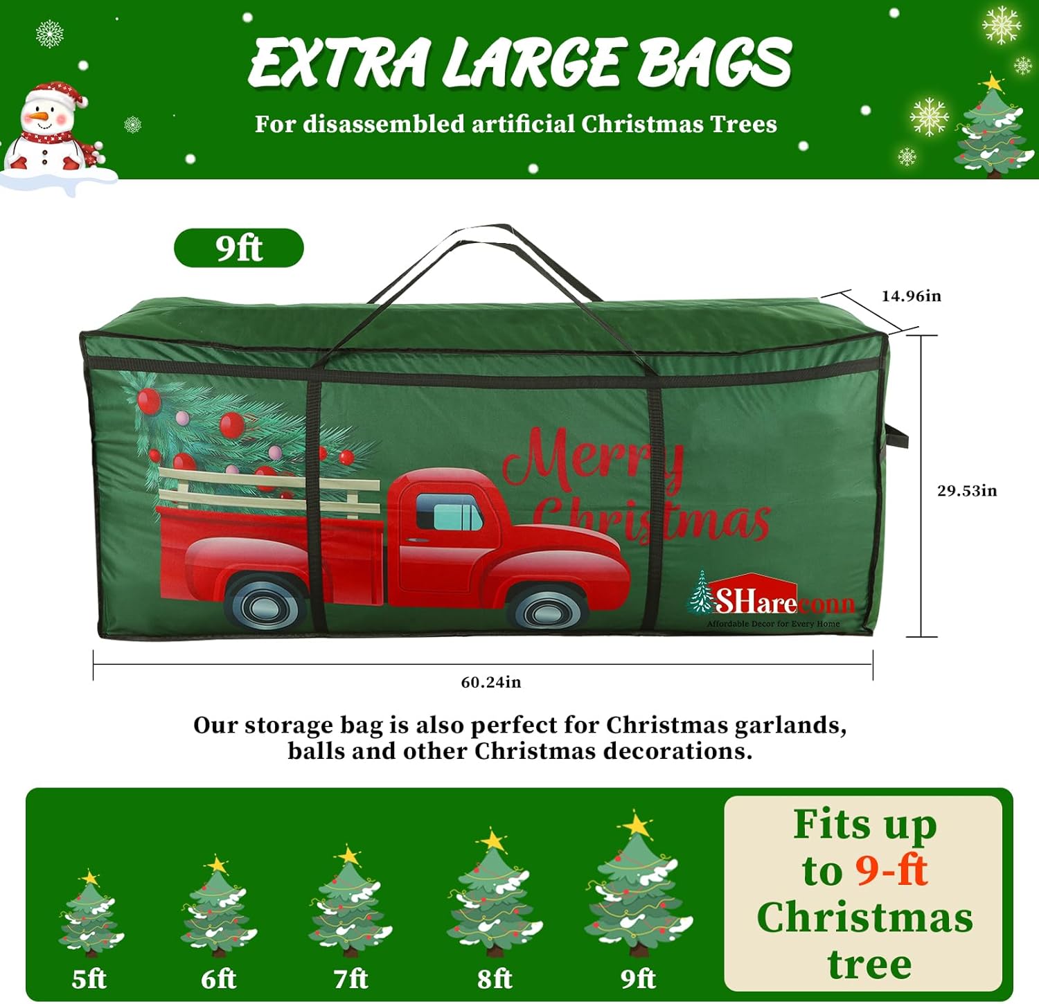 Shareconn Sacca per Albero di Natale 270cm, Verde - immagine 5