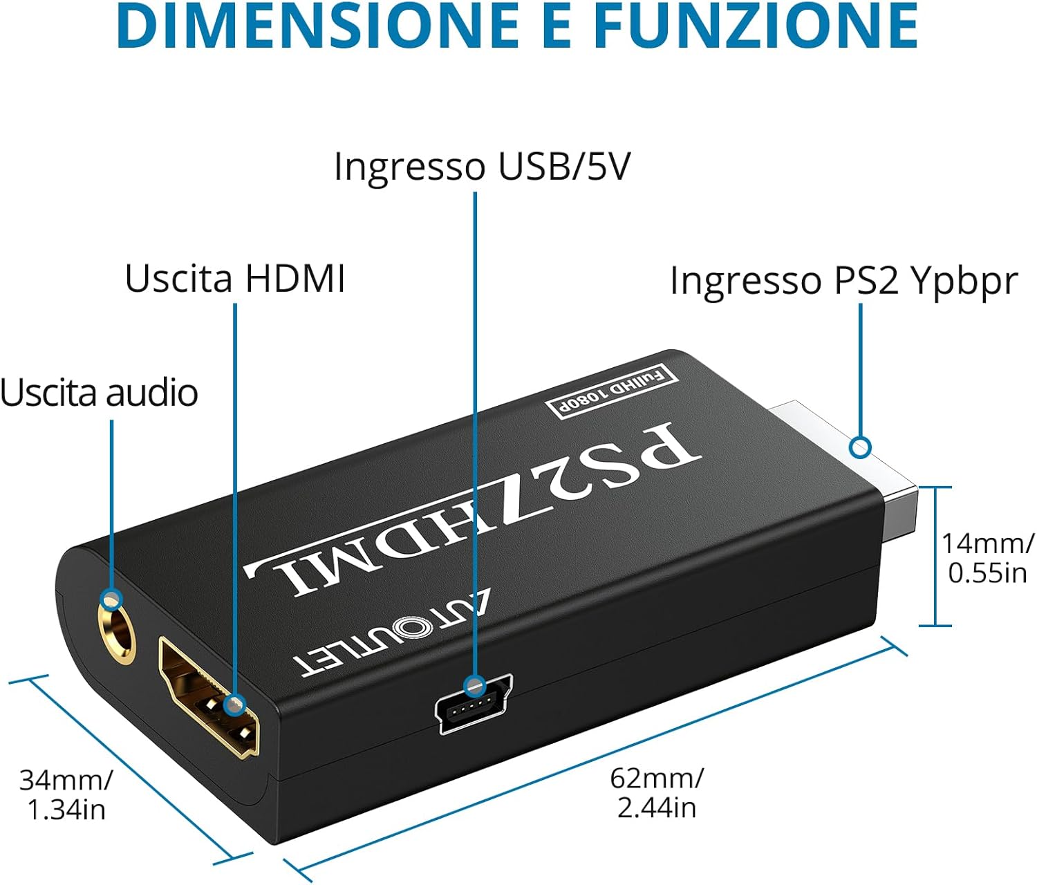 Autoutlet Convertitore da PS2 a HDMI con Audio - immagine 2