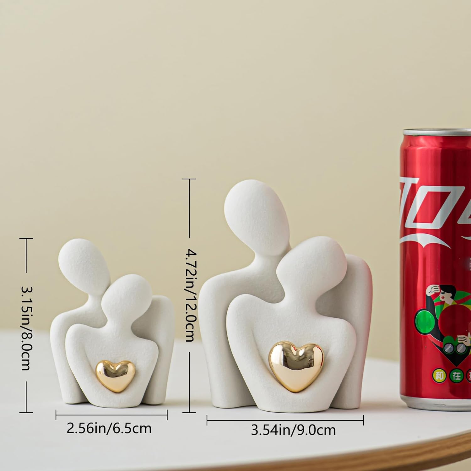 Coppia di Innamorati Statua Dorata Cuore Design - immagine 2