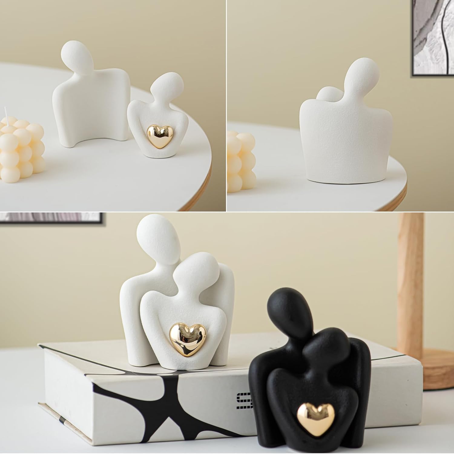 Coppia di Innamorati Statua Dorata Cuore Design - immagine 3
