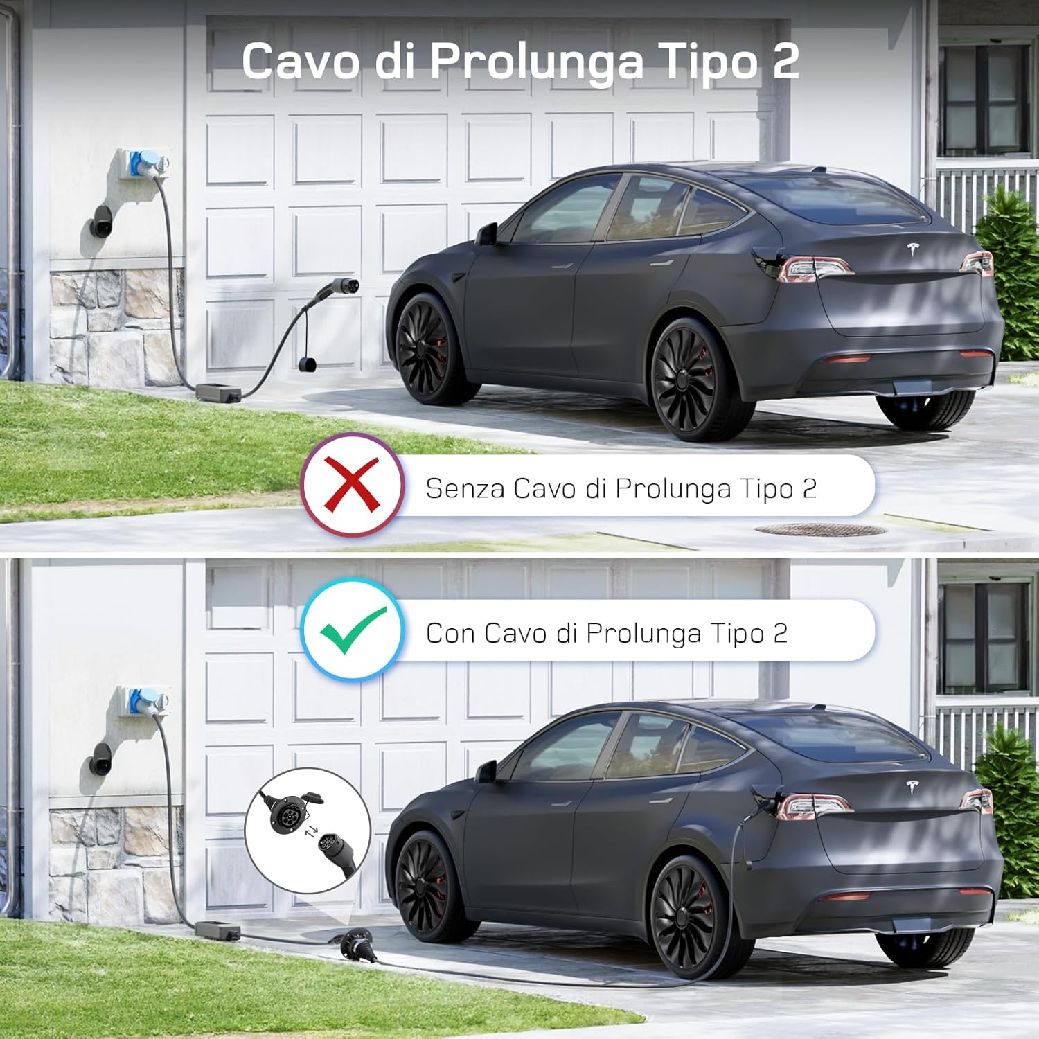 Prolunga Cavo Ricarica Auto Elettrica Tipo 2 [5m] - immagine 2