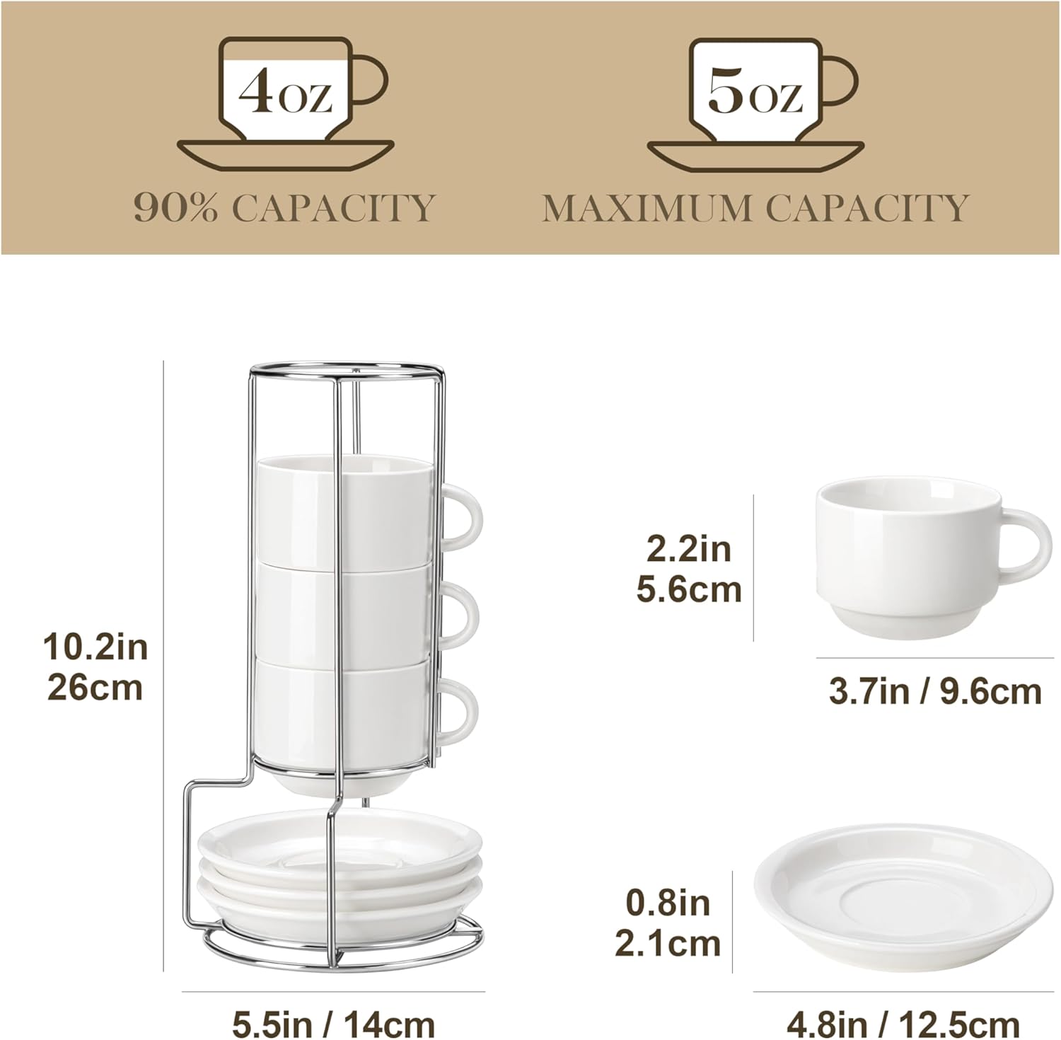 MALACASA REGULAR - Set 4 Tazze Caffè 150ml con Supporto - immagine 2