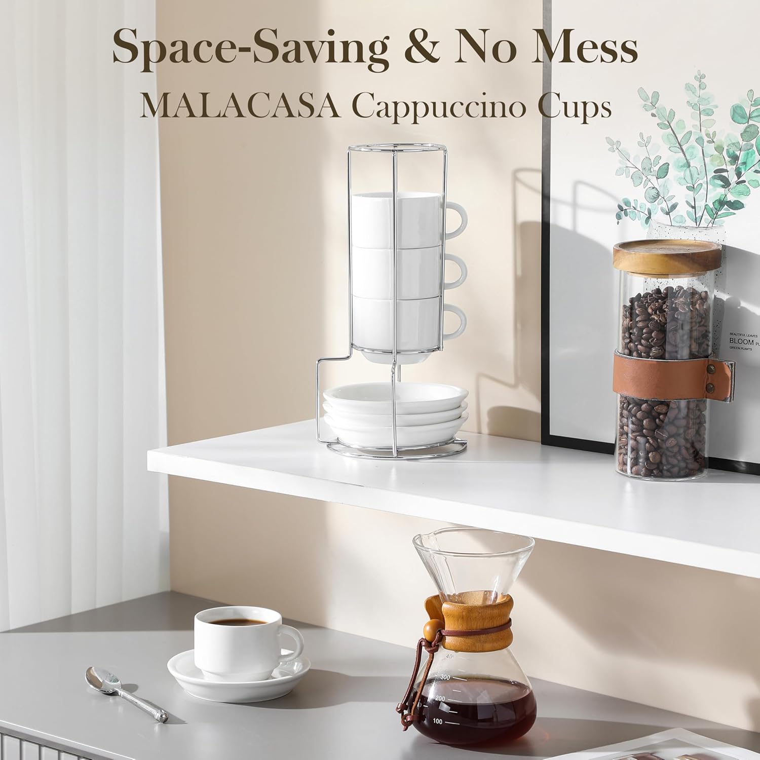 MALACASA REGULAR - Set 4 Tazze Caffè 150ml con Supporto - immagine 7