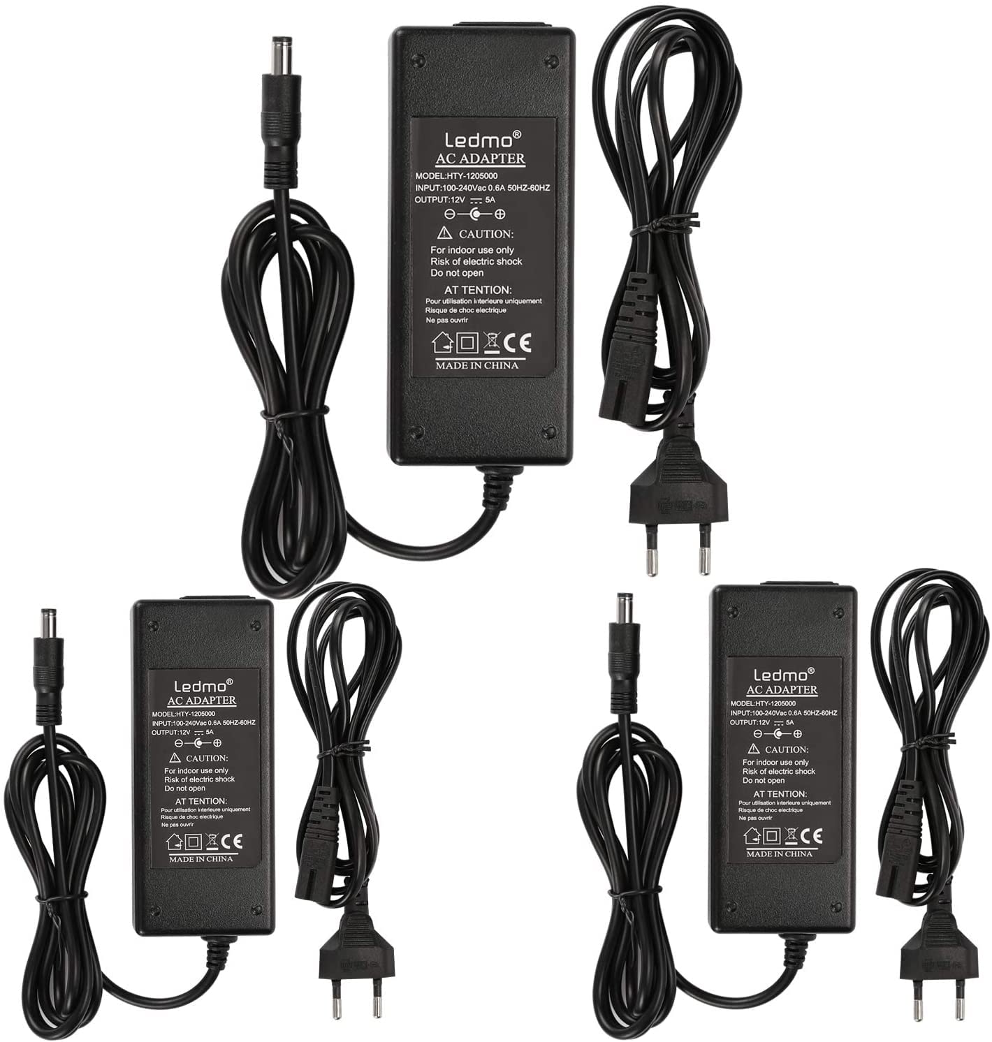 Ledmo Alimentatore 12V 5A Trasformatore 60W (3 Pezzi)