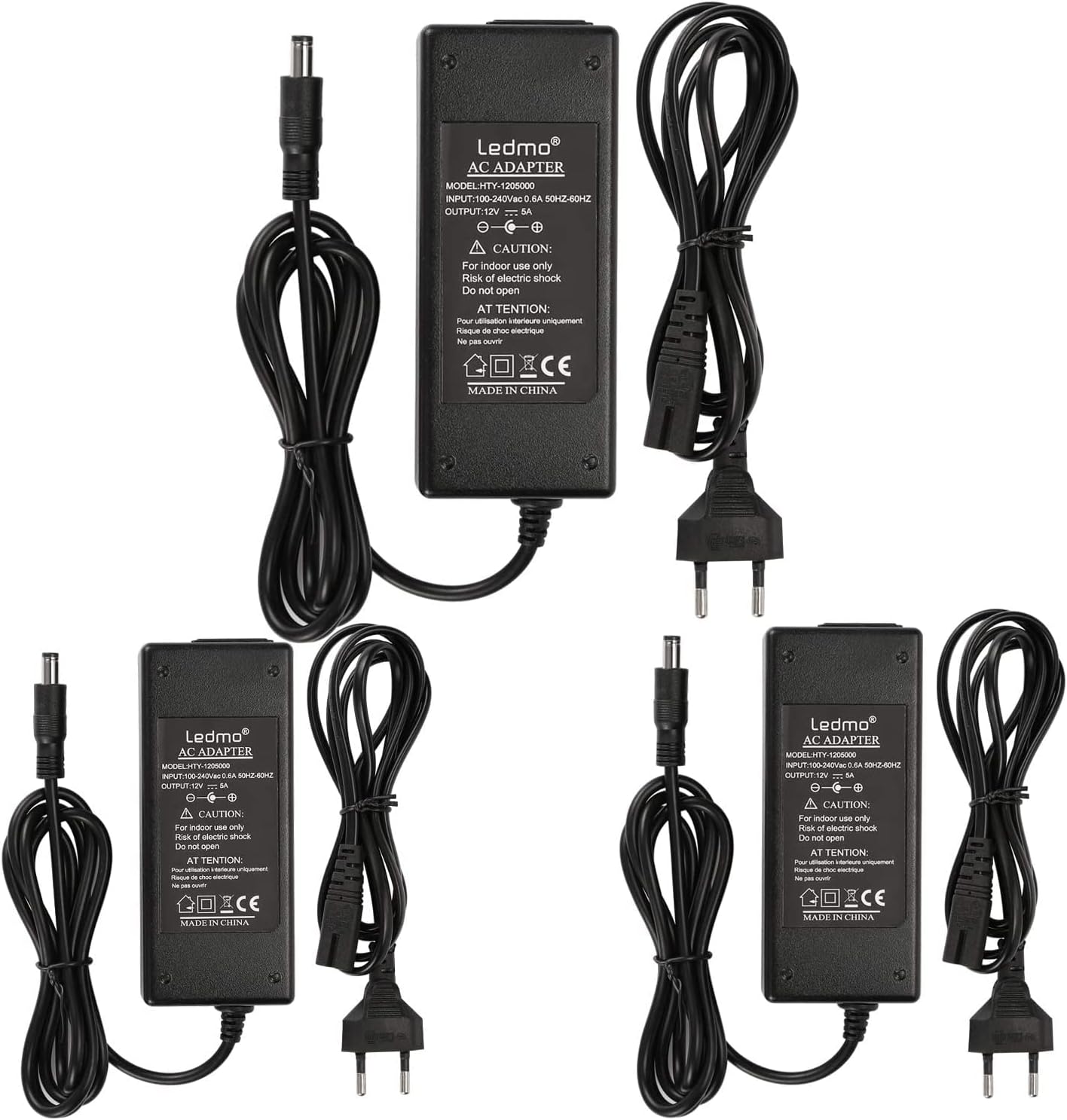 Ledmo Alimentatore 12V 5A Trasformatore 60W (3 Pezzi) - immagine 1