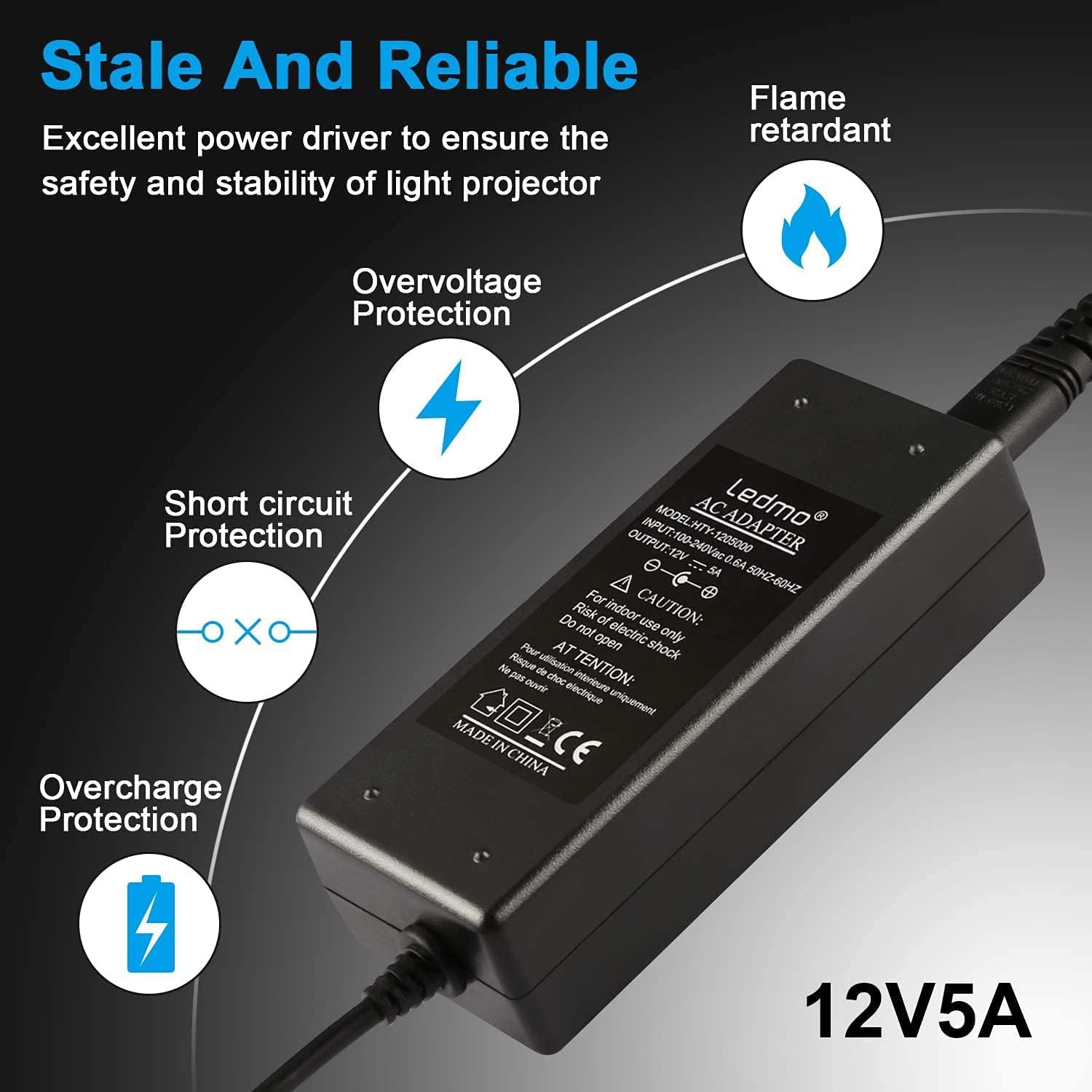 Ledmo Alimentatore 12V 5A Trasformatore 60W (3 Pezzi) - immagine 2