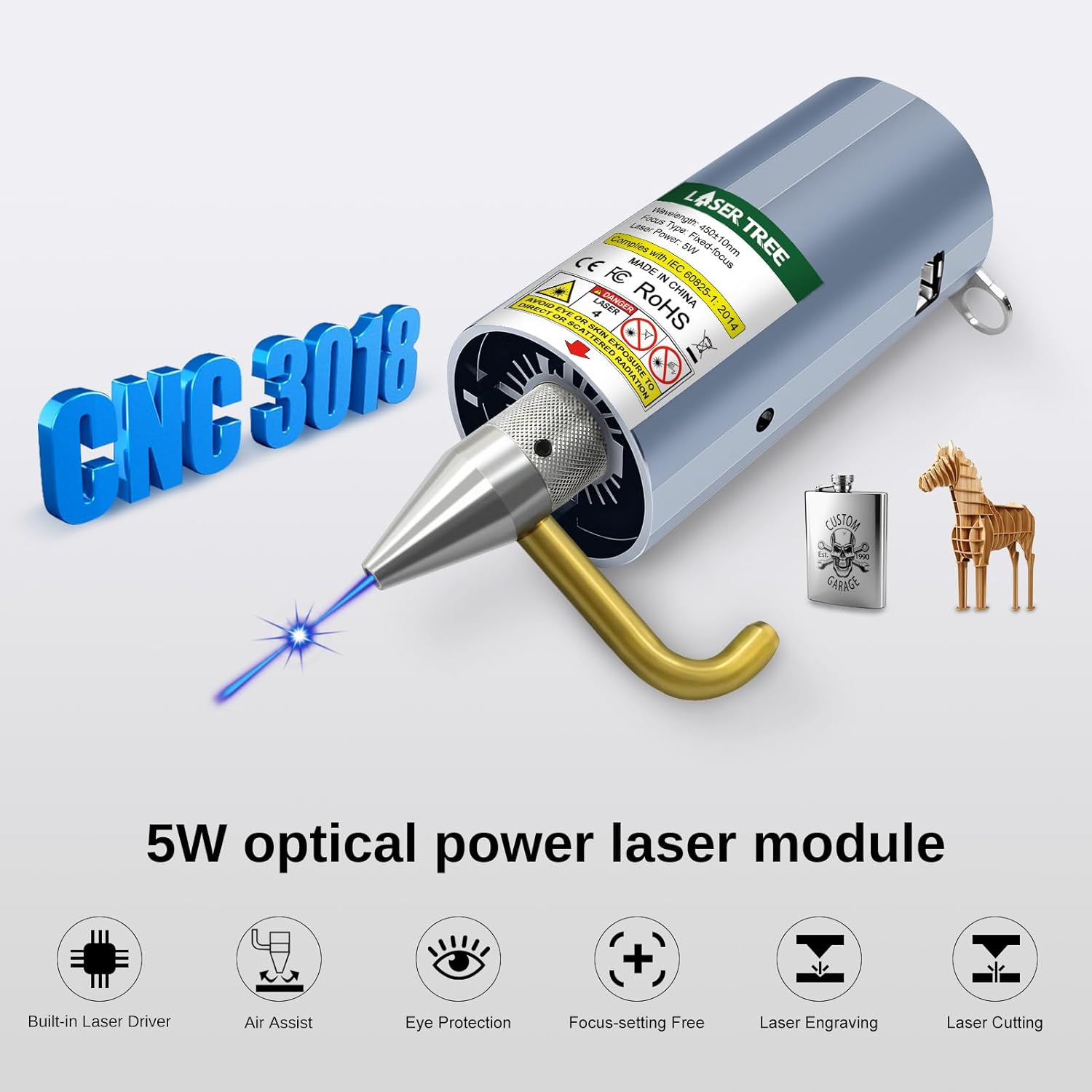 LASER TREE Kit Modulo Laser CNC 3018 da 5W - immagine 2