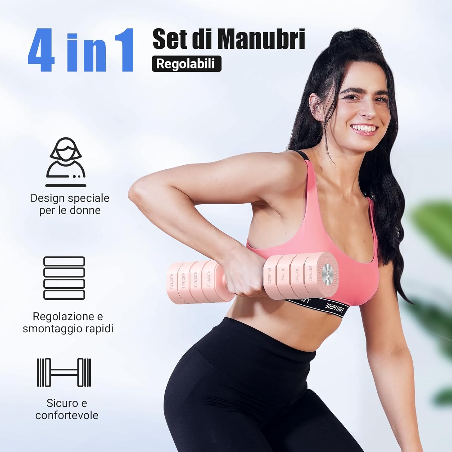 Merach Manubri Regolabili 4 in 1 (1-4KG) - Set 2 pz - immagine 2