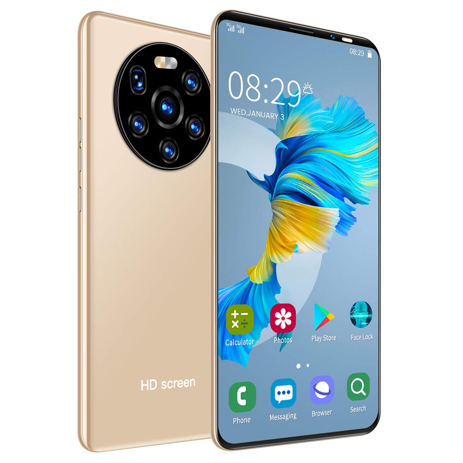 Smartphone HD 5,45 pollici Dual SIM 1+8GB, Oro