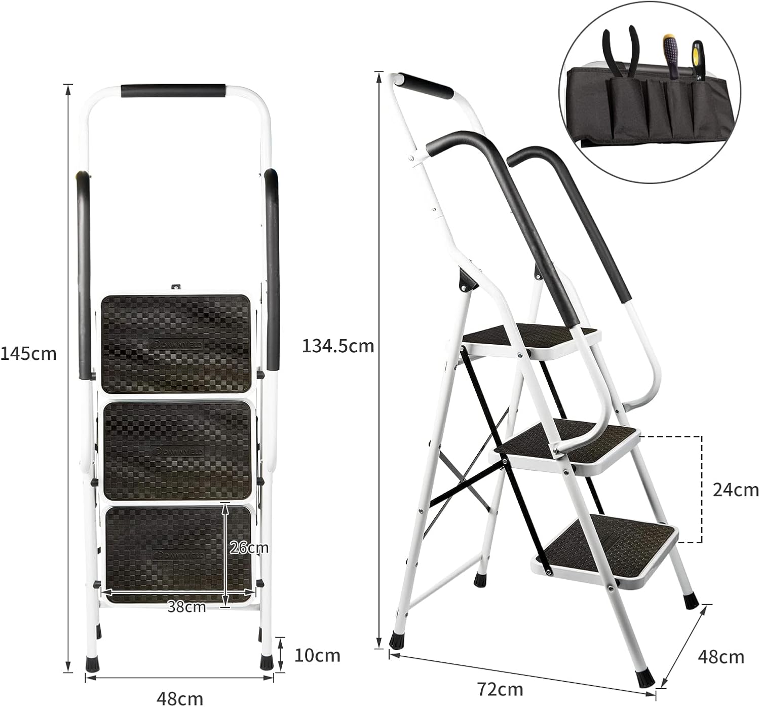 Dawnyield Scaletta a 3 Gradini Pieghevole Antiscivolo - immagine 2
