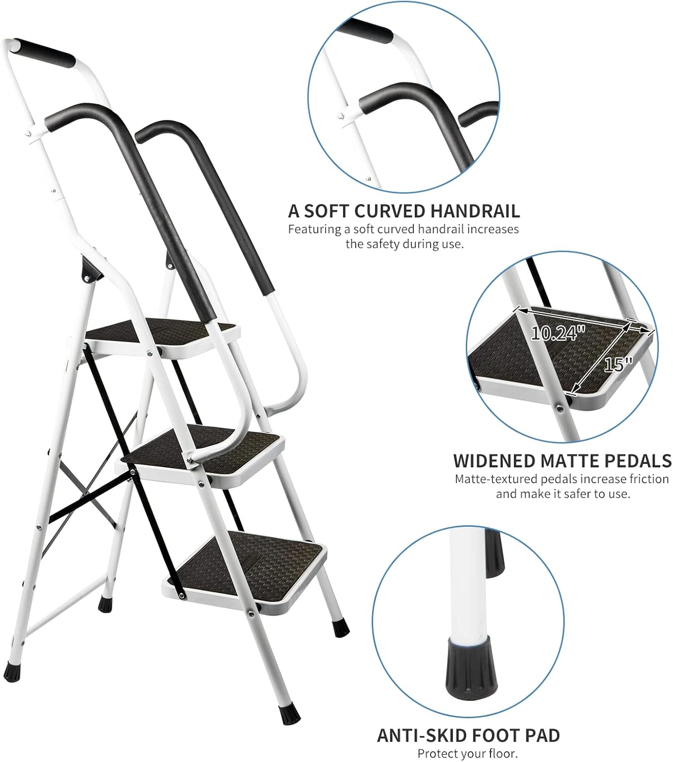 Dawnyield Scaletta a 3 Gradini Pieghevole Antiscivolo - immagine 3