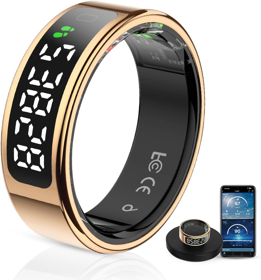 LCD Display Smart Ring - Sleep Tracker Touch Control - immagine 1