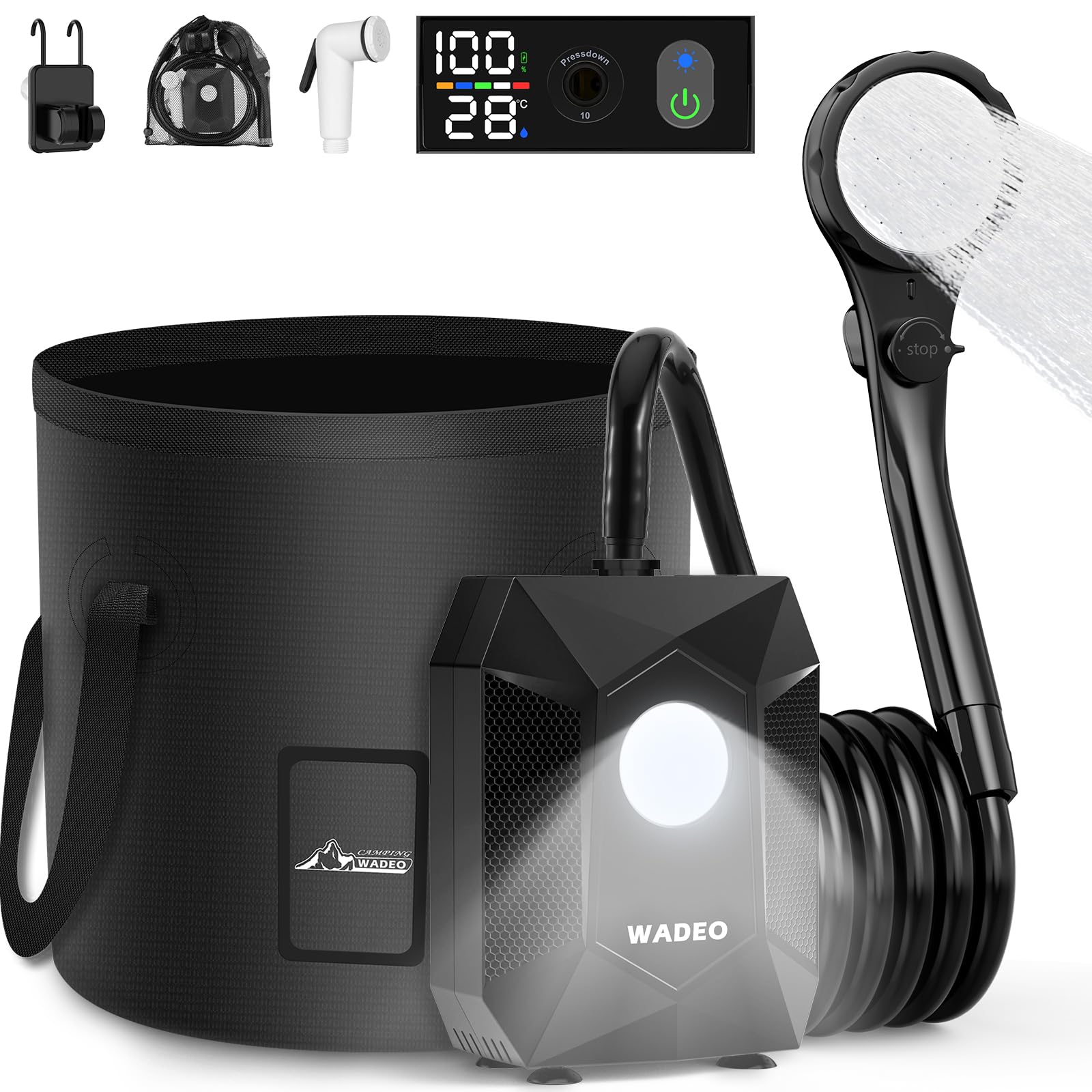 WADEO Doccia Portatile da Campeggio 20L 6000mAh