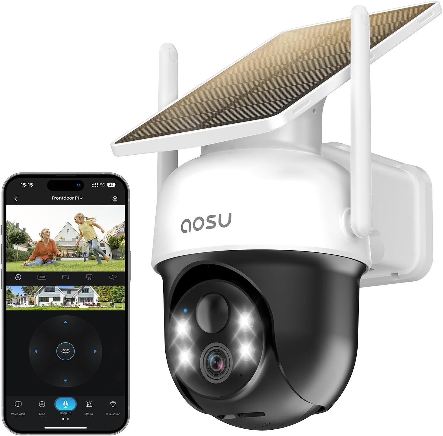 Aosu Telecamera Wi-fi Esterno 3MP 2K HD PTZ 360 Gradi