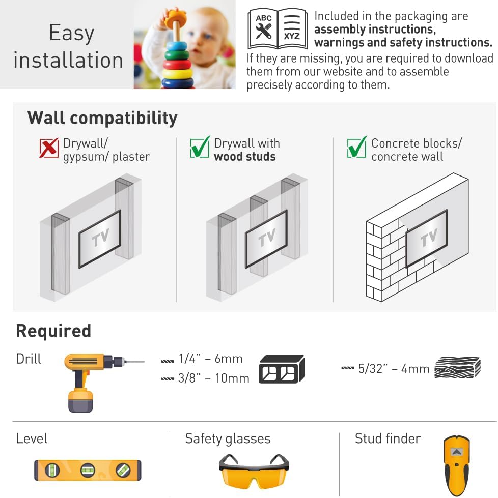 Barkan Supporto TV da Parete 53,5cm Orientabile/Inclinabile - immagine 10