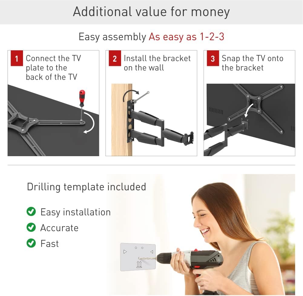 Barkan Supporto TV da Parete 53,5cm Orientabile/Inclinabile - immagine 4