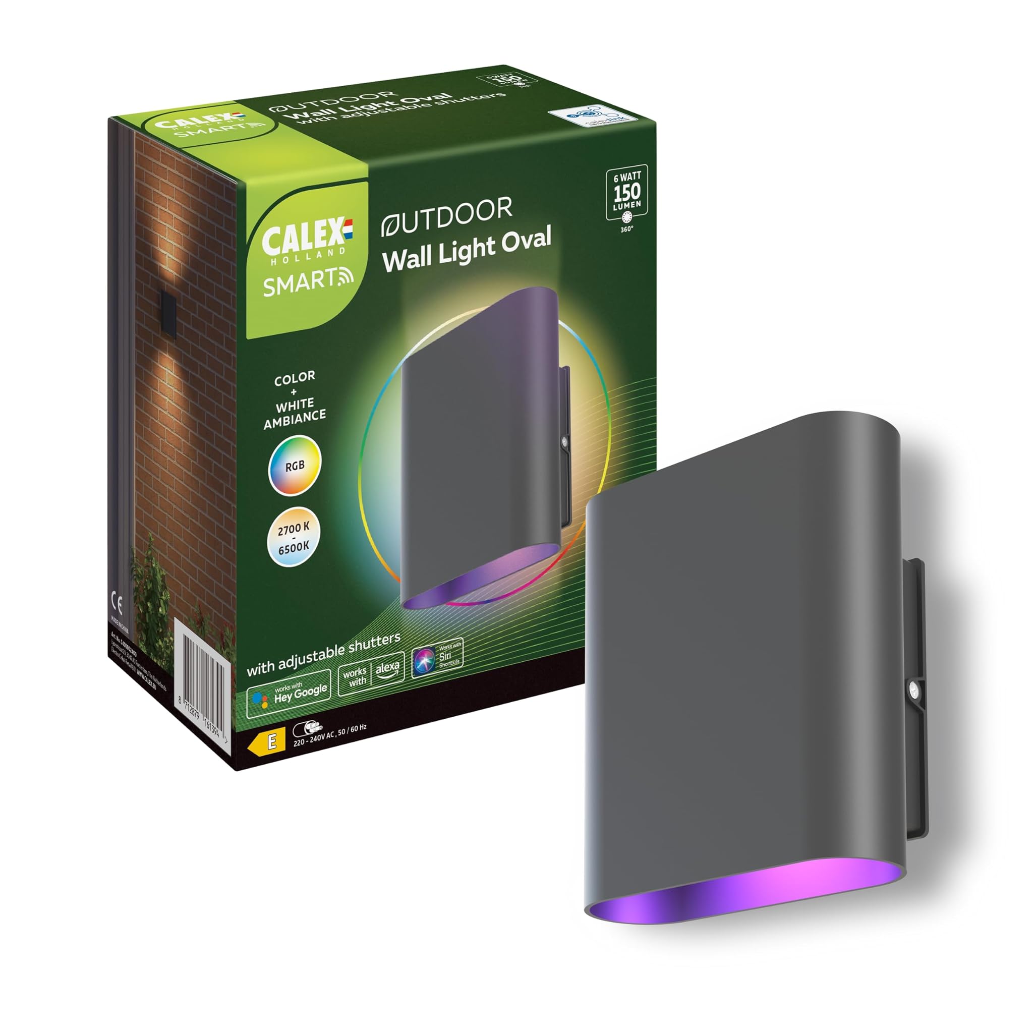 Calex Applique LED Outdoor Design Oval, Nero