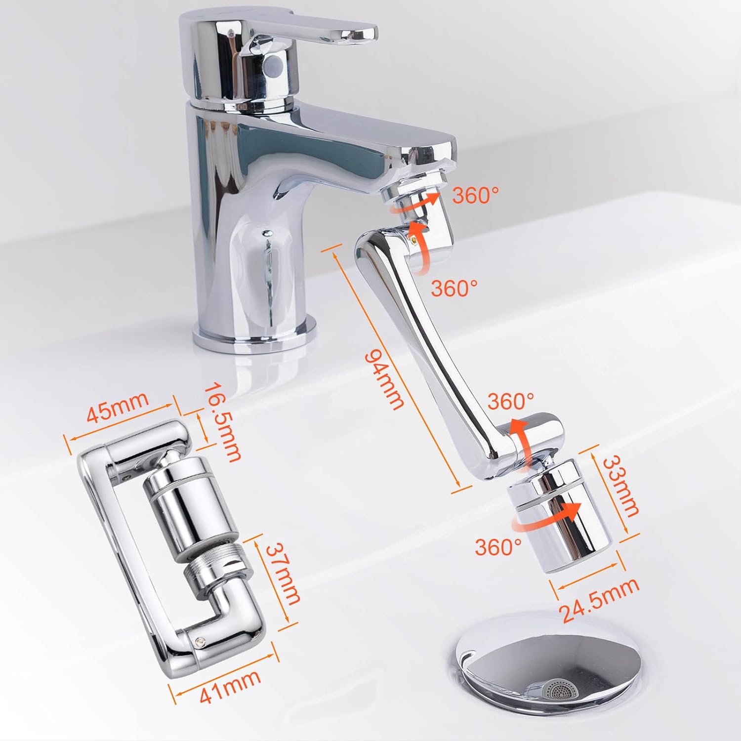 Ibergrif Prolunga Rubinetto Cucina Bagno Rotante 1440 Gradi - immagine 2