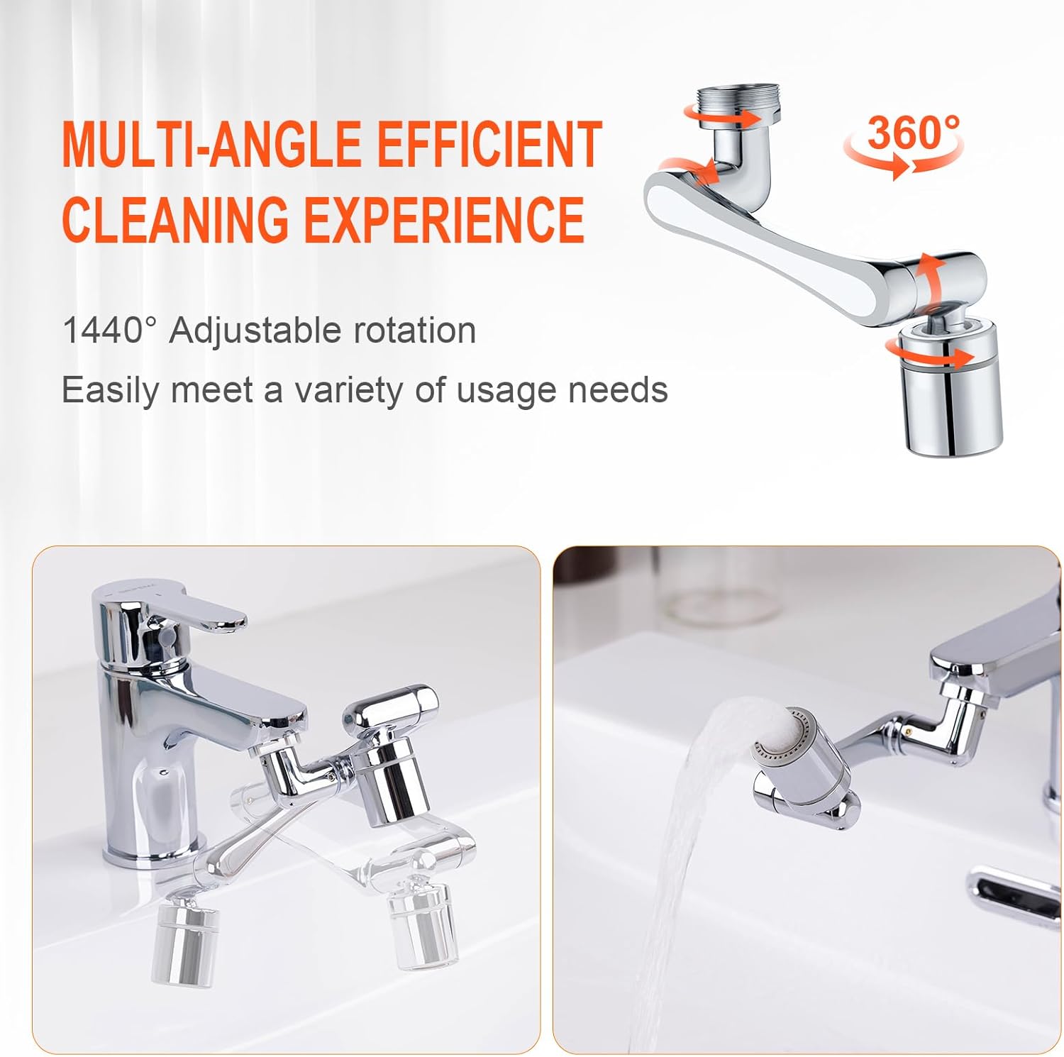 Ibergrif Prolunga Rubinetto Cucina Bagno Rotante 1440 Gradi - immagine 3