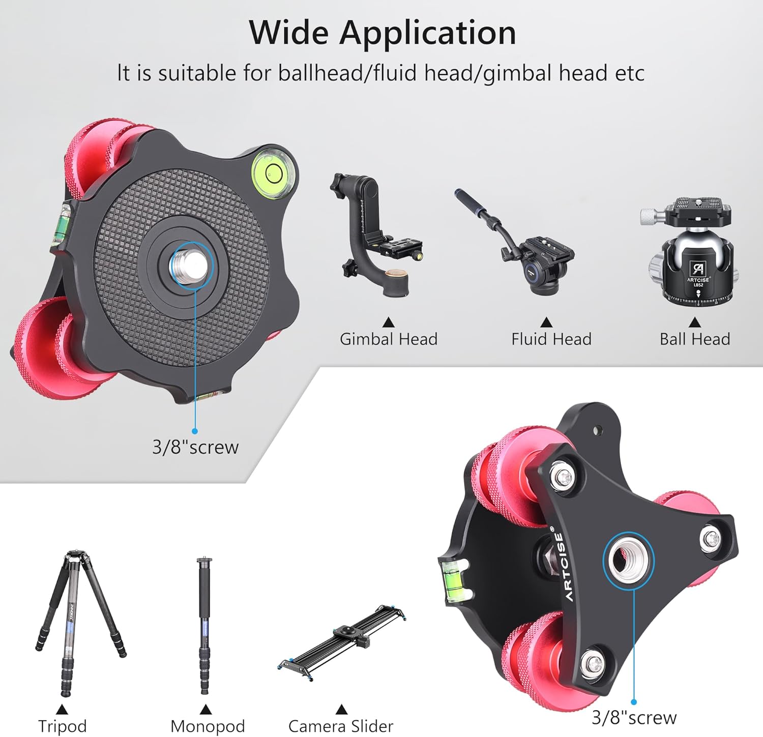 Artcise Base Livellamento Treppiede 3 Assi Lega Alluminio - immagine 7