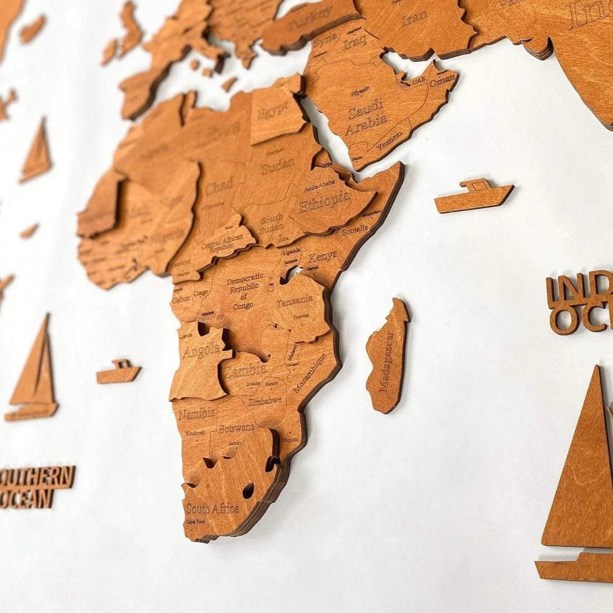 WoodLeo Mappa del Mondo in Legno 3D Decorazione Parete