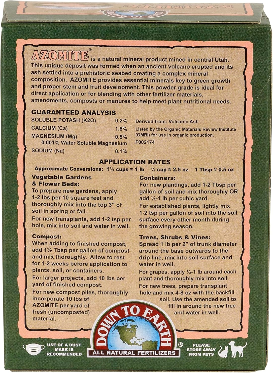 Down to Earth Azomite polvere 0 – 0-0.02 Omri 0,5 kilogram - immagine 2