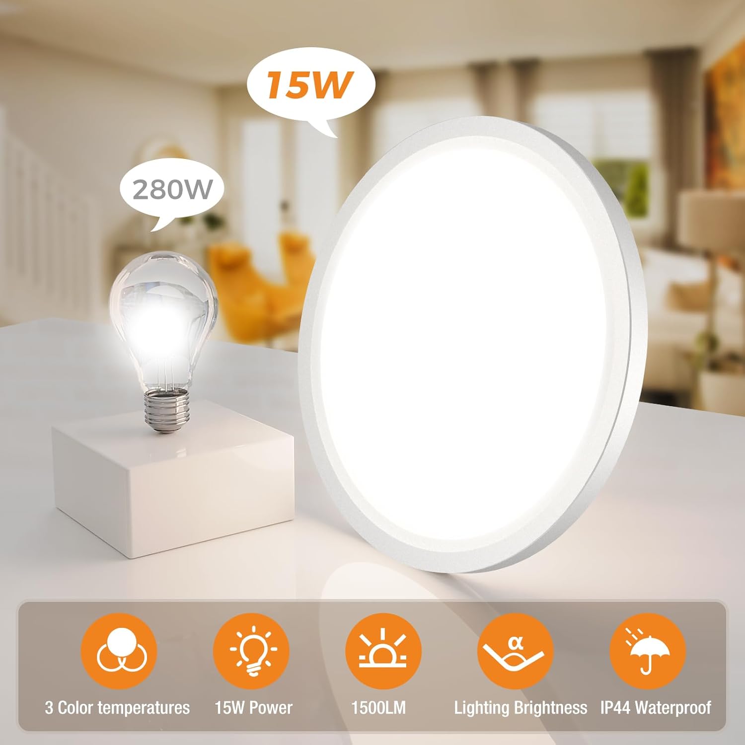 Slochi Plafoniera LED Soffitto 15W [2 Pezzi] Ø18CM - immagine 2