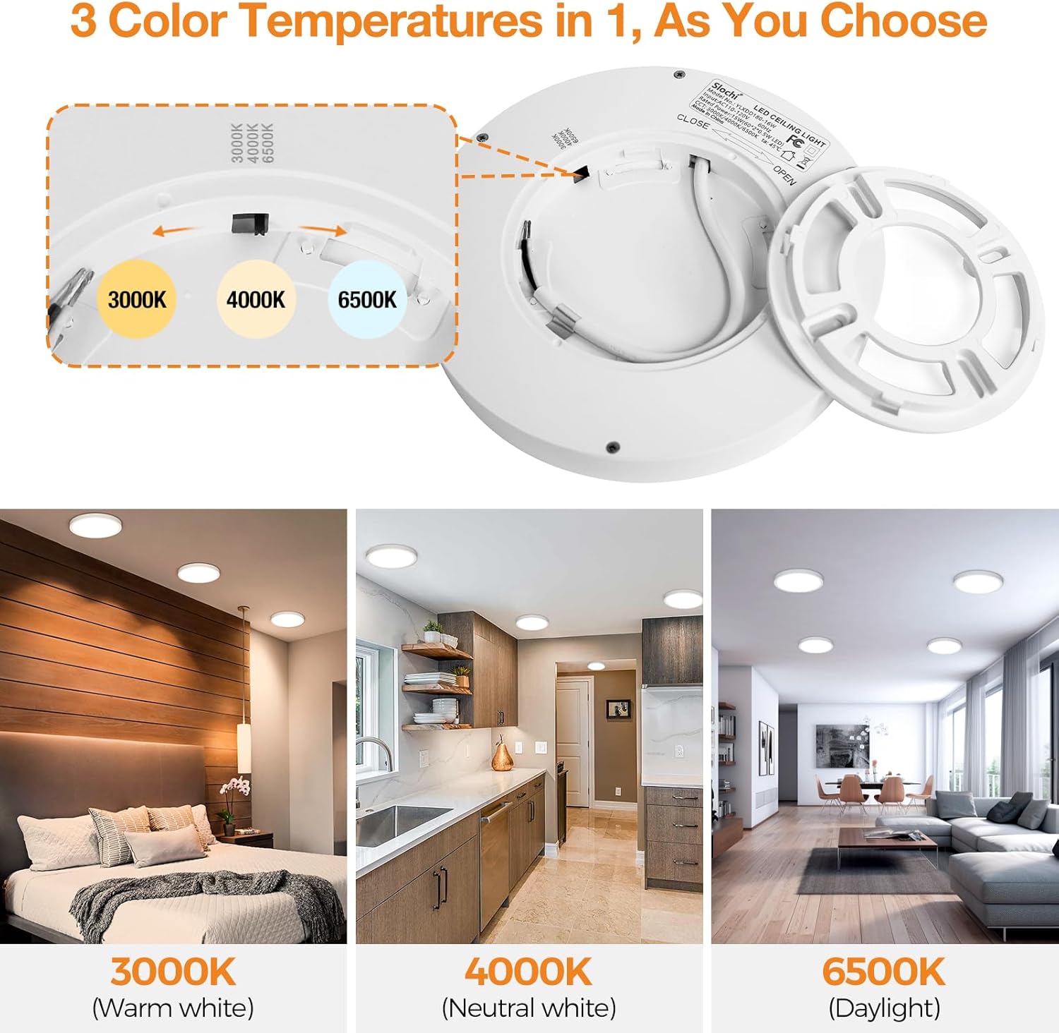 Slochi Plafoniera LED Soffitto 15W [2 Pezzi] Ø18CM - immagine 3