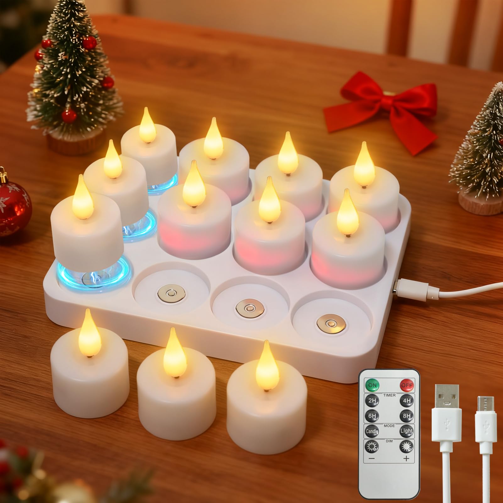 Zaiyw Lumini Ricaricabili LED con Timer, 12 Pezzi