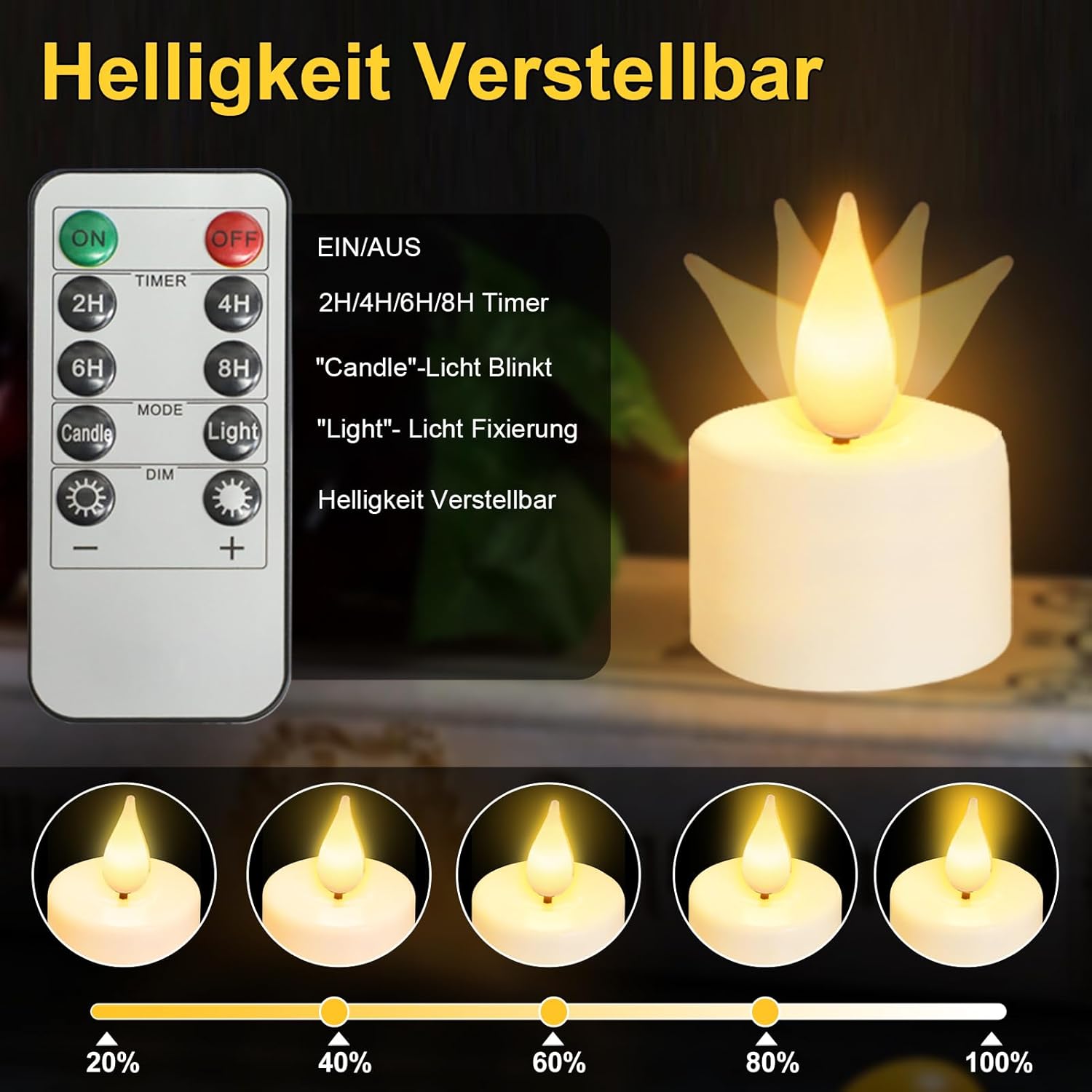 Zaiyw Lumini Ricaricabili LED con Timer, 12 Pezzi - immagine 4