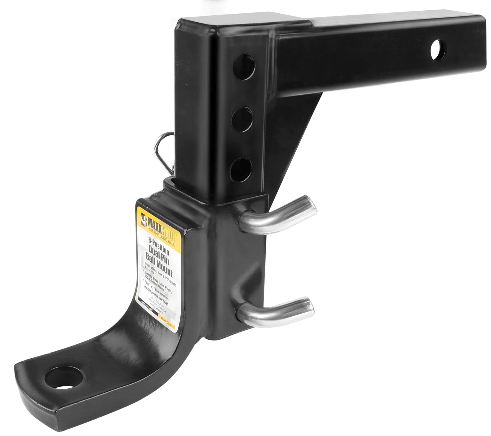 MAXXHAUL 70067 8-Position Adjustable Ball Mount – 5000 lb. GTW capacità