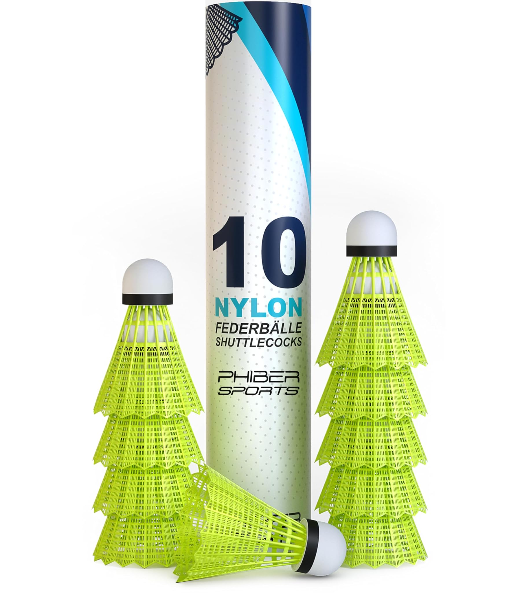 PHIBER-SPORTS Volani da Badminton Gialli [10 Pezzi]