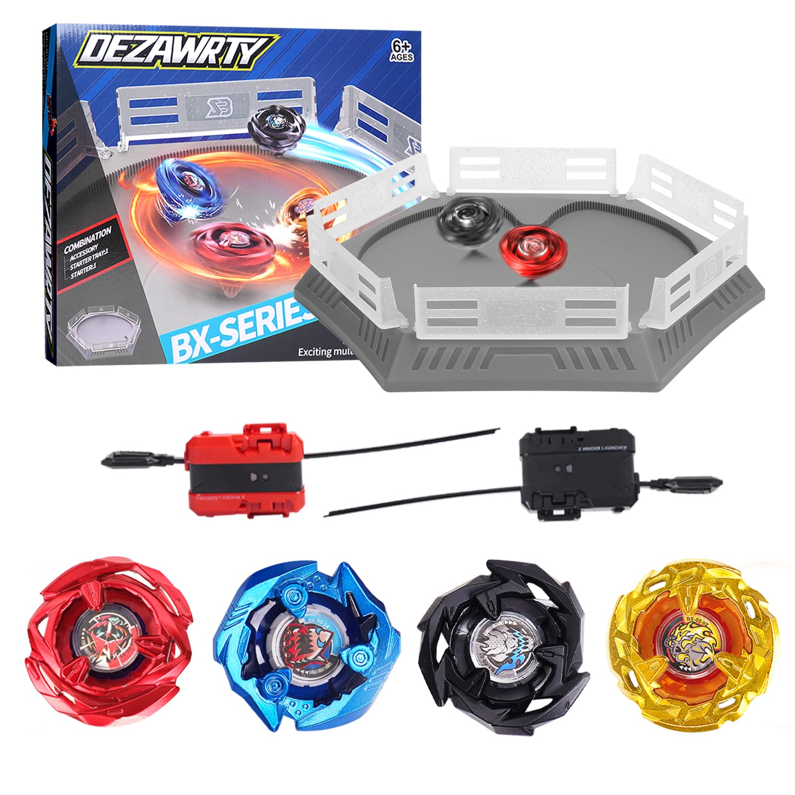 Gyro X Stadium Arena Set con 4 Trottola e 2 Lanciatori, Grigio