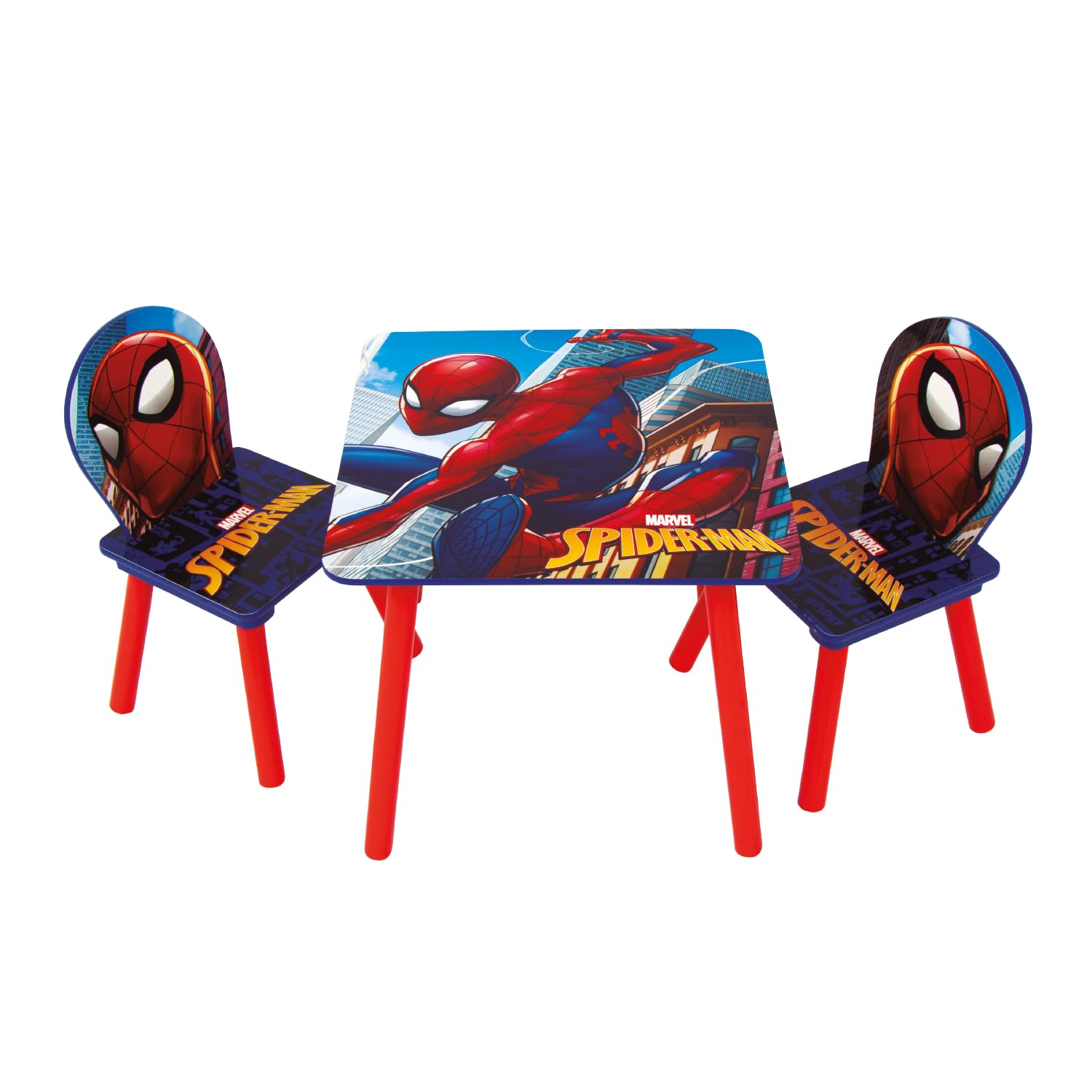 Arditex Set Tavolo e 2 Sedie Legno Spider-Man, Rosso e Blu