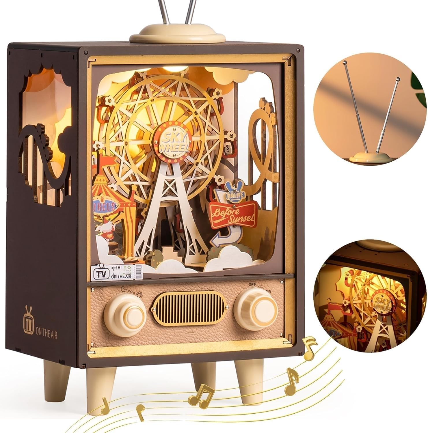 Rowood Puzzle 3D Carillon e Luce Notturna in Legno