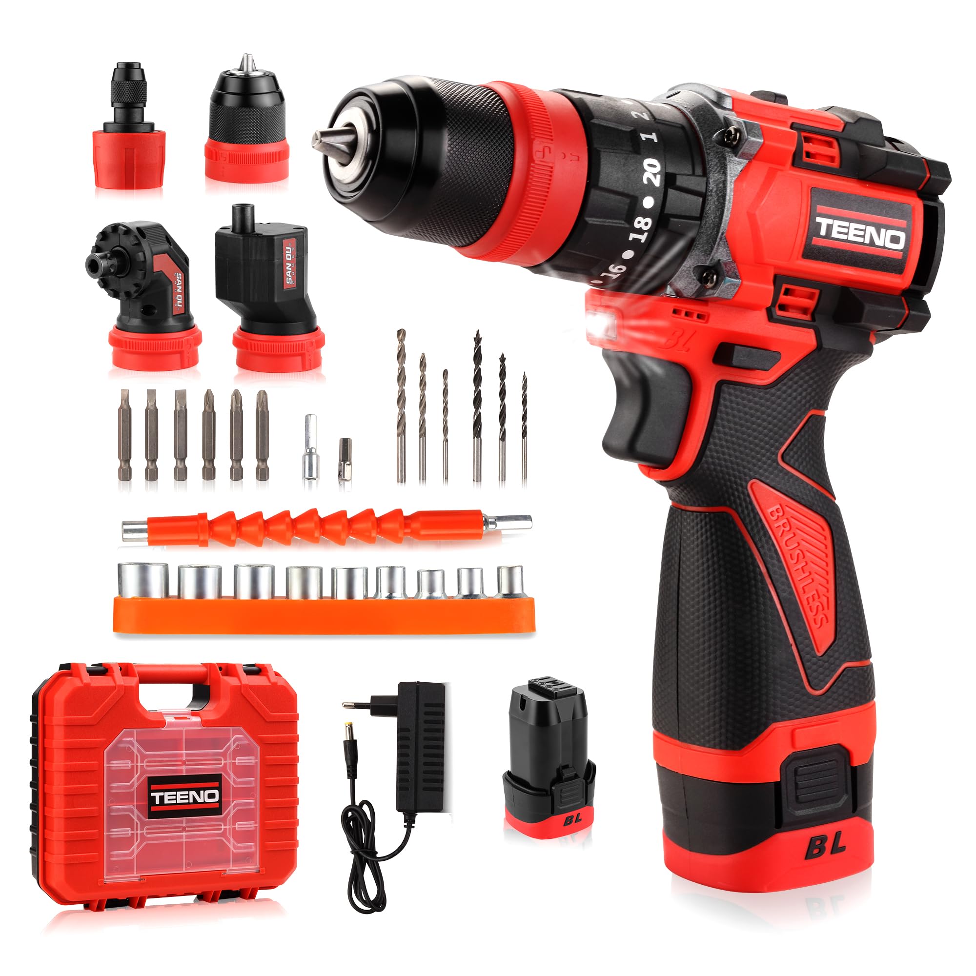 Teeno Professional 18V Trapano-Avvitatore Brushless 45Nm