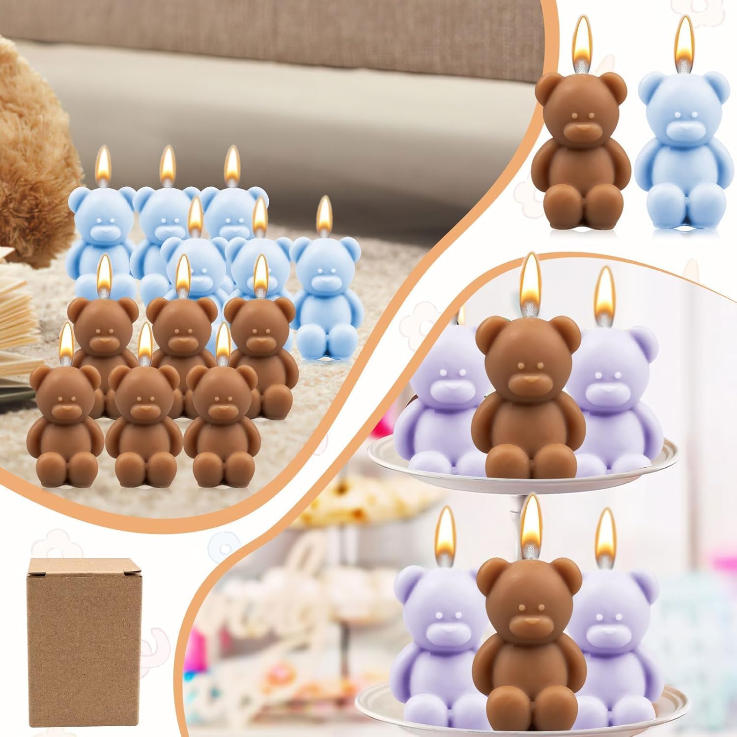 30 Candele Regalo a Forma di Orso per Baby Shower - immagine 6