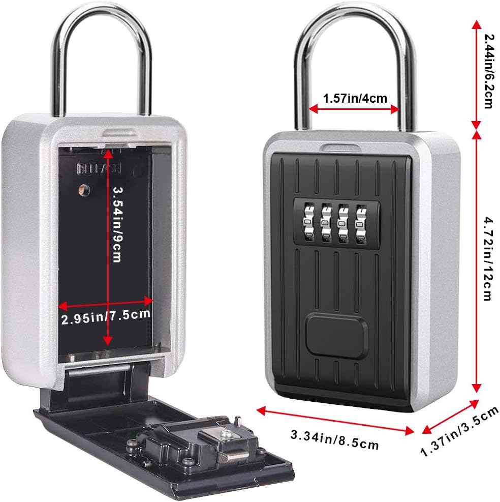 Cassetta Sicurezza Chiavi Esterno con Combinazione 4 Cifre, Nero - immagine 2
