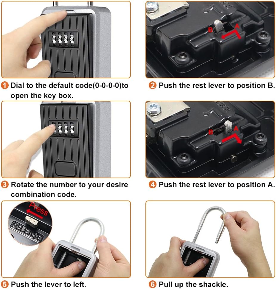 Cassetta Sicurezza Chiavi Esterno con Combinazione 4 Cifre, Nero - immagine 7