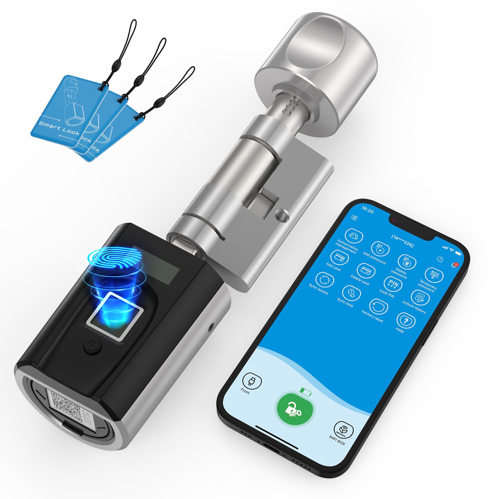 Serratura Intelligente Impronta Digitale Standard Europeo, Argento