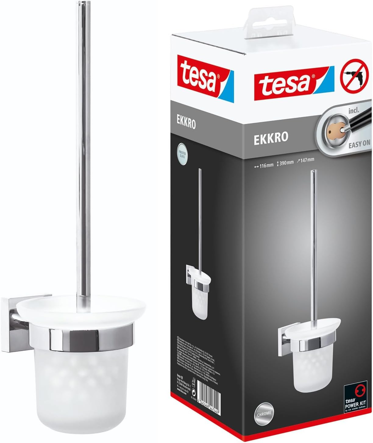 Tesa Porta Asciugamani Ekkro a Due Bracci, Cromato Lucido