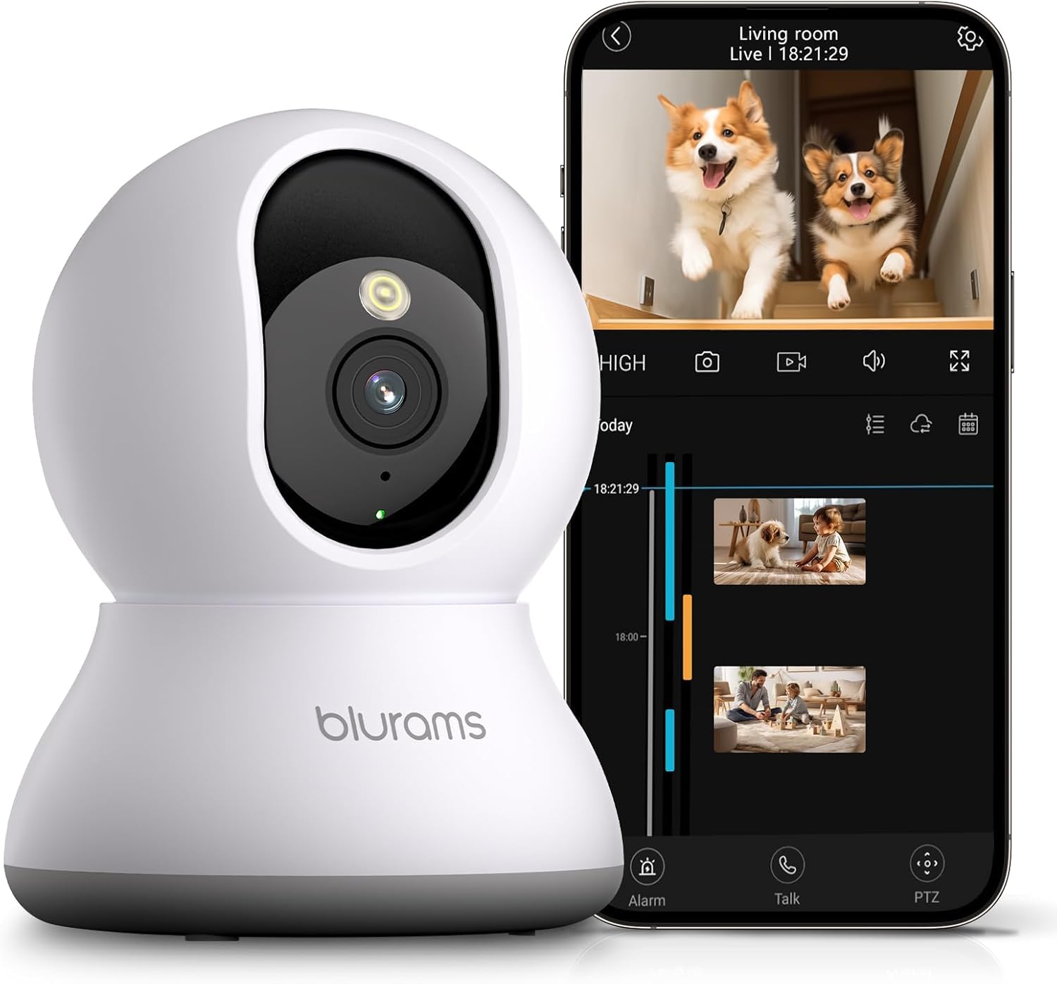 Blurams Telecamera Wi-Fi Interno 2K 360°