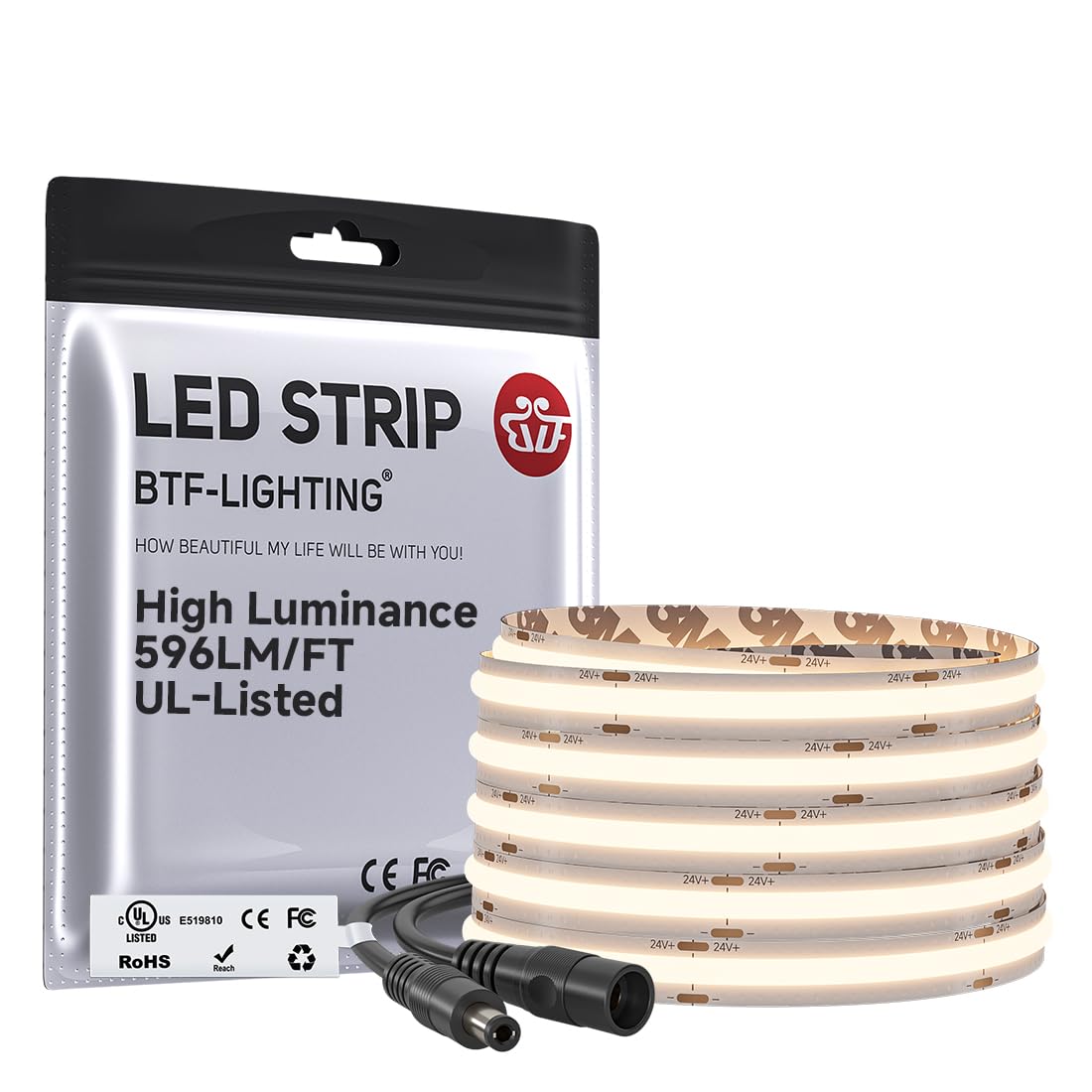 Btf-lighting Striscia LED FCOB COB 5M 3000K