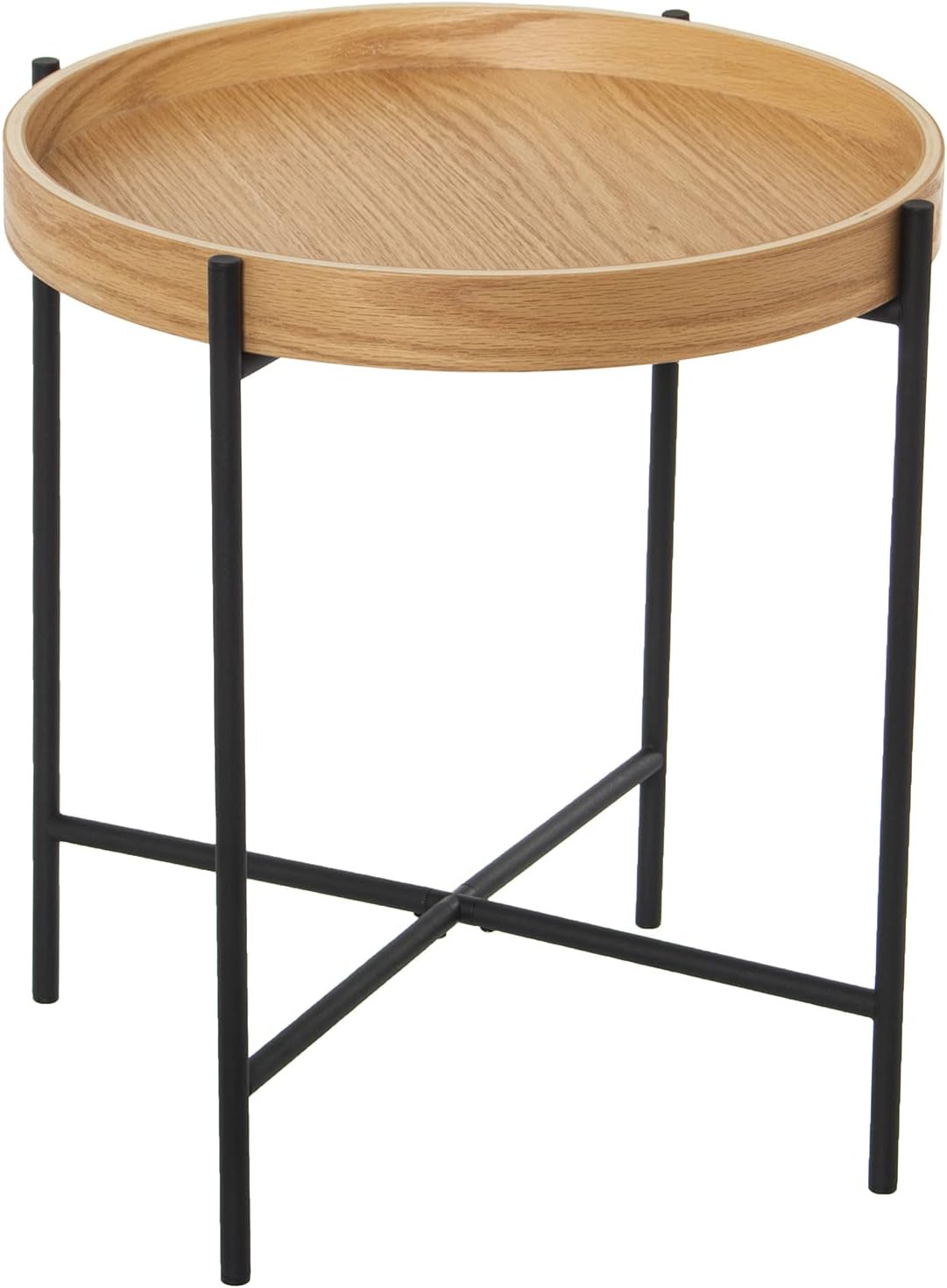 Drw Tavolino Rotondo in Legno e Metallo ø43x45 cm