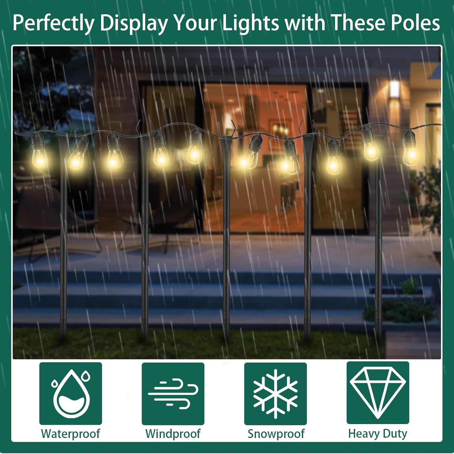 Ganci per Pastore da Giardino 300cm (4 pezzi), Nero - immagine 3