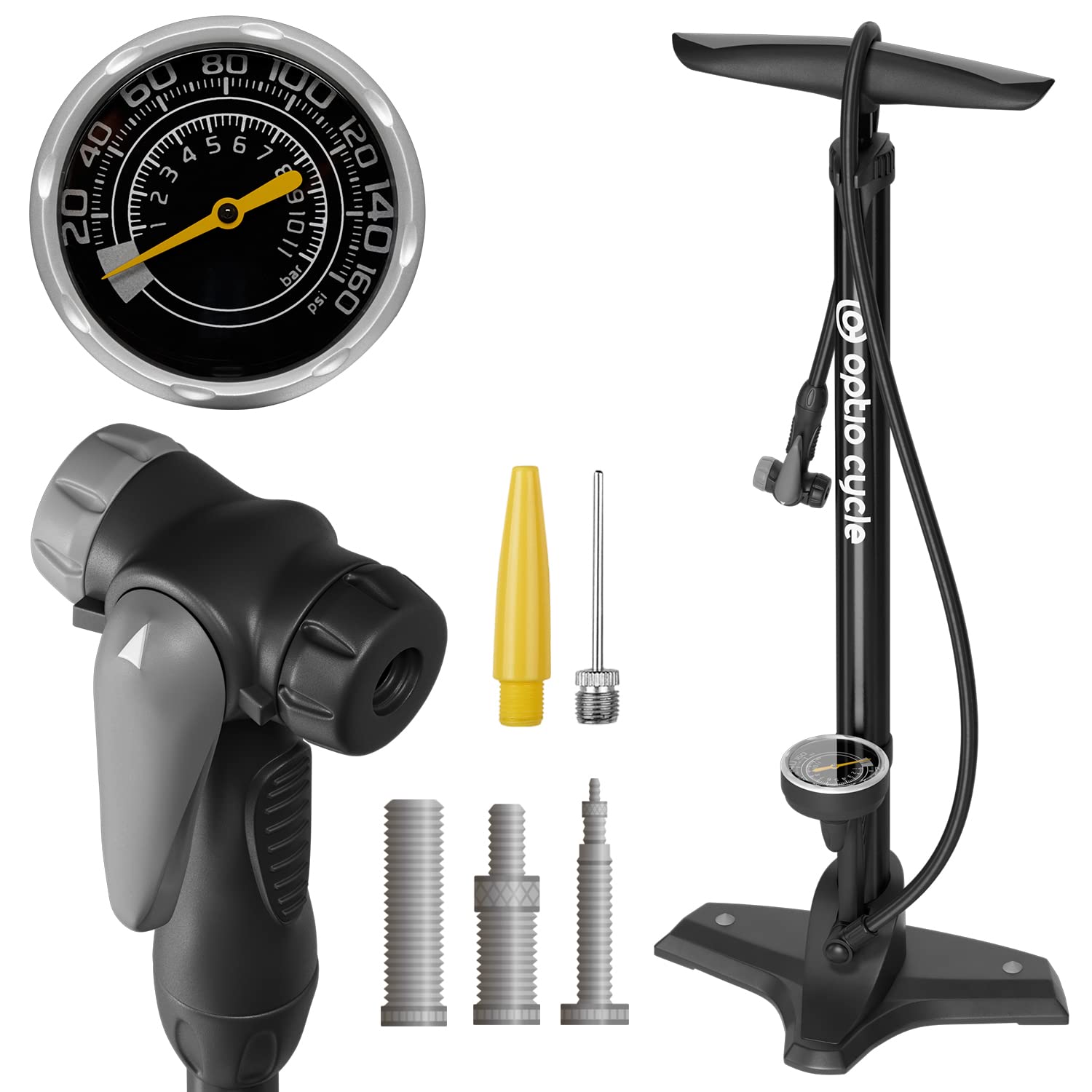 Optio Cycle Pompa da Pavimento per Bici 11 Bar/160 PSI