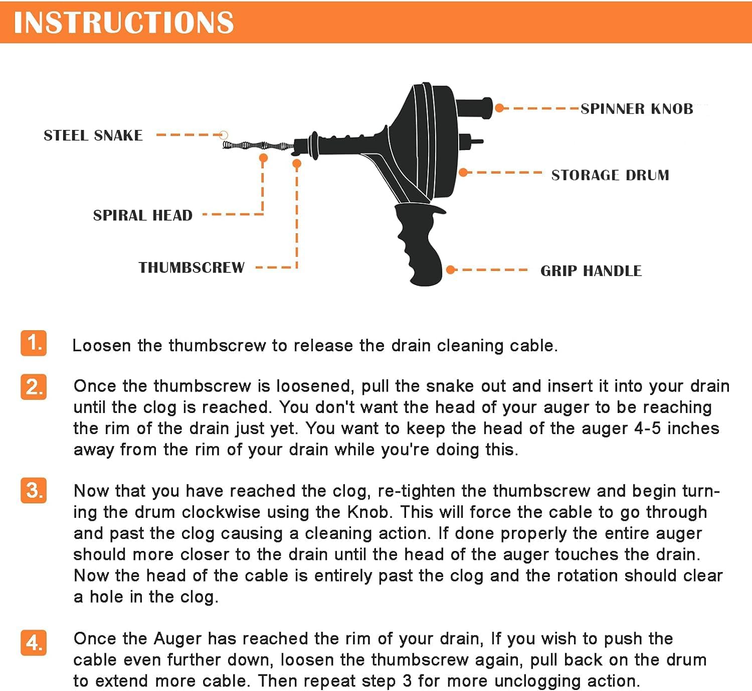 BACOENG Sonda Sturatubi Professionale Flessibile 7,5M - immagine 5