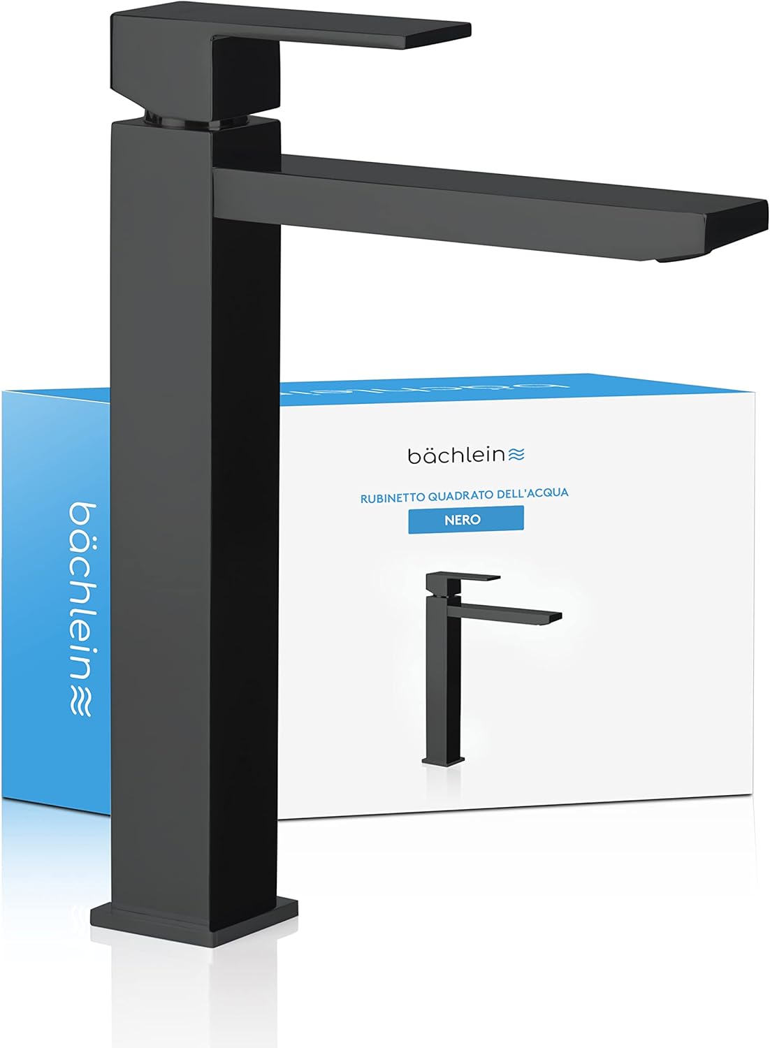 Bächlein Rubinetto Alto Angolare per Bagno Nero Opaco - immagine 1