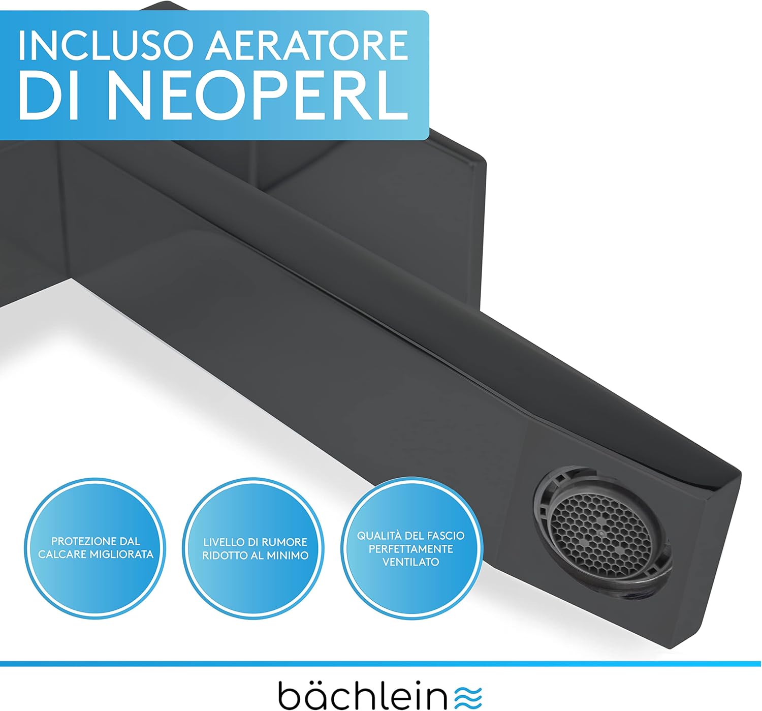 Bächlein Rubinetto Alto Angolare per Bagno Nero Opaco - immagine 3