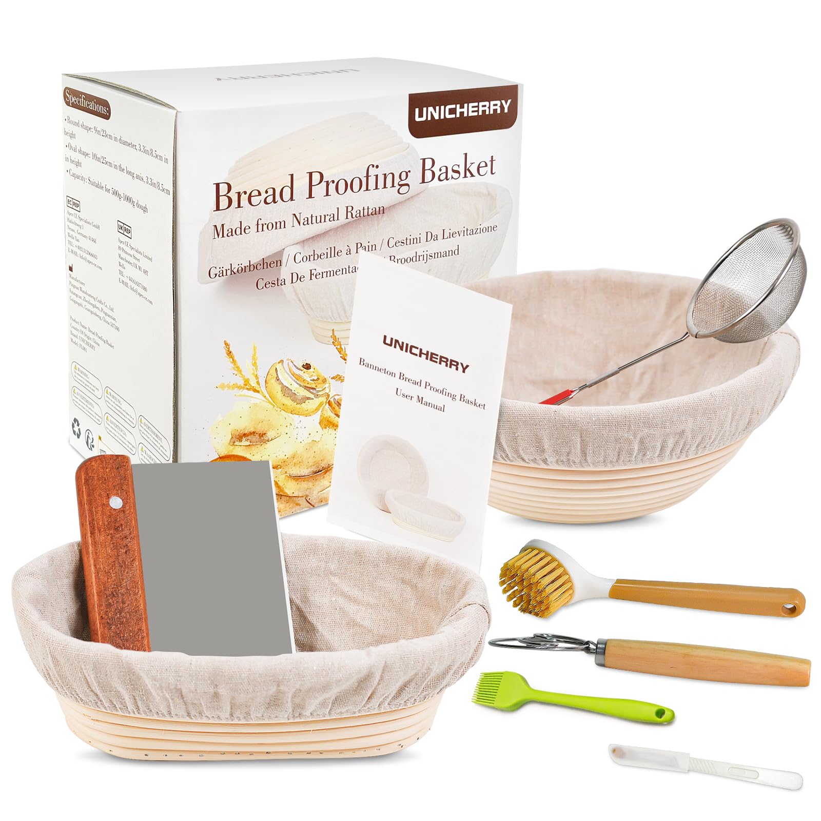 Cestini Lievitazione Pane Kit - Rotondo e Ovale